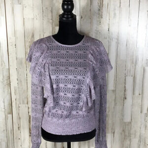 Melrose & Market Ruffle Lilac Lace Blouse S NWT v6x